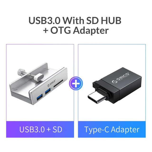 ORICO Clip-type USB 3.0 HUB Aluminum External Multi 4 Ports USB Splitter Adapter for Desktop Laptop Computer Accessories(MH4PU) For SDAdapter Silver