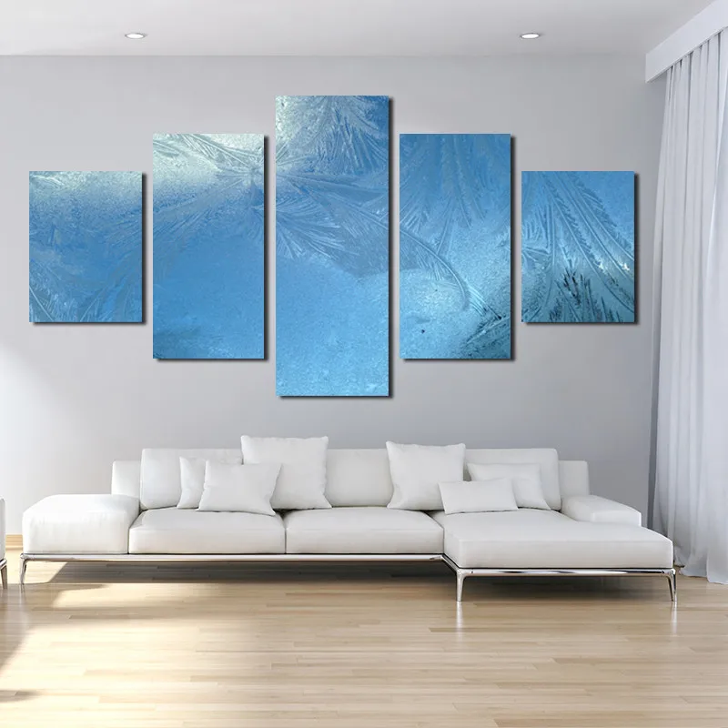 

Beautiful Blue Winter Ice 5pcs Irregular Frameless Painting Home Wall Art Decoration Customizable Poster