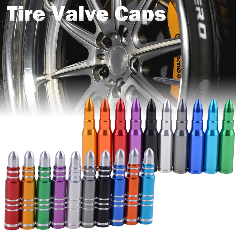 Universal Car Wheel Tyre Rim Stem Covers, Tire Valve Caps, Bullet Style  Aluminum Alloy Car Styling Accessories Parts,4psc