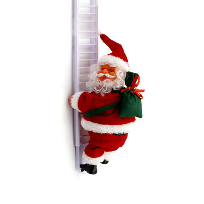 Прекрасная музыка рождество санта клаус электронная плюшевая игрушка подъем подвесная лестница Рождественская елка плюшевая игрушка забавные новогодние подарки для детей
