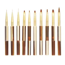10pcs UV Gel Acrylic Nail Brushes Kit for False Nail Tips Builder Nail Art Design Painting Liner Pen Set Nail Manicure Tool