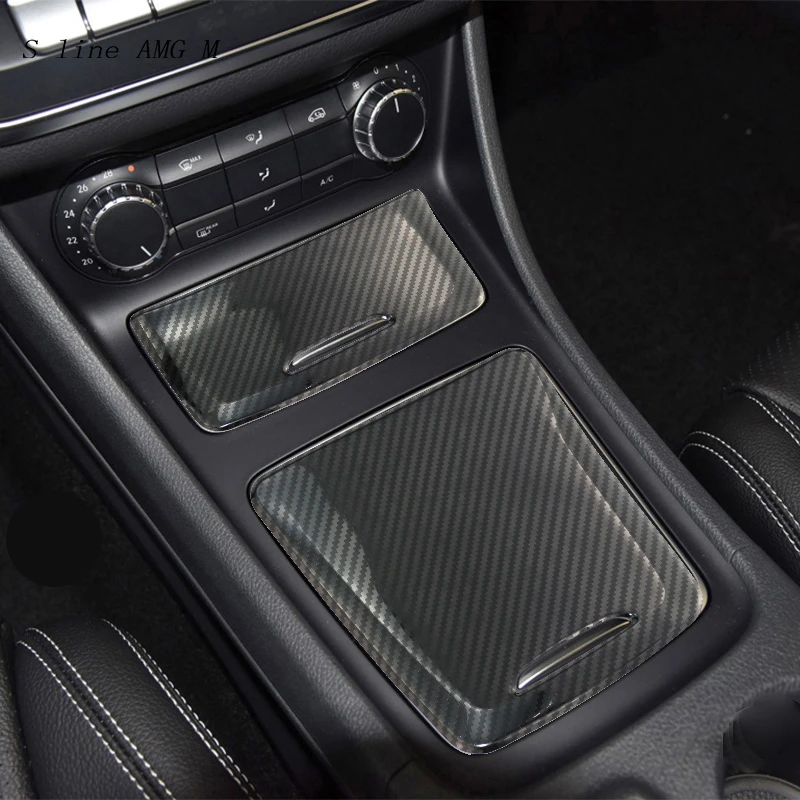 Carbon Fiber Center Console Storage Box Cover For Mercedes Benz A Class