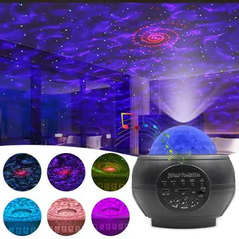 

New Star Starry Sky Projector Night Light USB Bluetooth Voice Control Music Player LED Rotating Projection Lamp Black