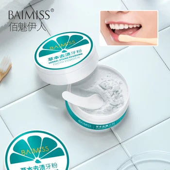 

BAIMISS Teeth Whitening Powder 50g Herbal Safe White Tooth Perfect Smile Oral Hygiene Dental Brighten Tool Tartar Stains Remover