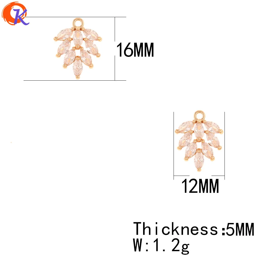 Cordial Design 30Pcs 12*16MM Jewelry Accessories/Earrings Parts/Leaf Shape/DIY Making/Hand Made/CZ Charms/Earring Findings