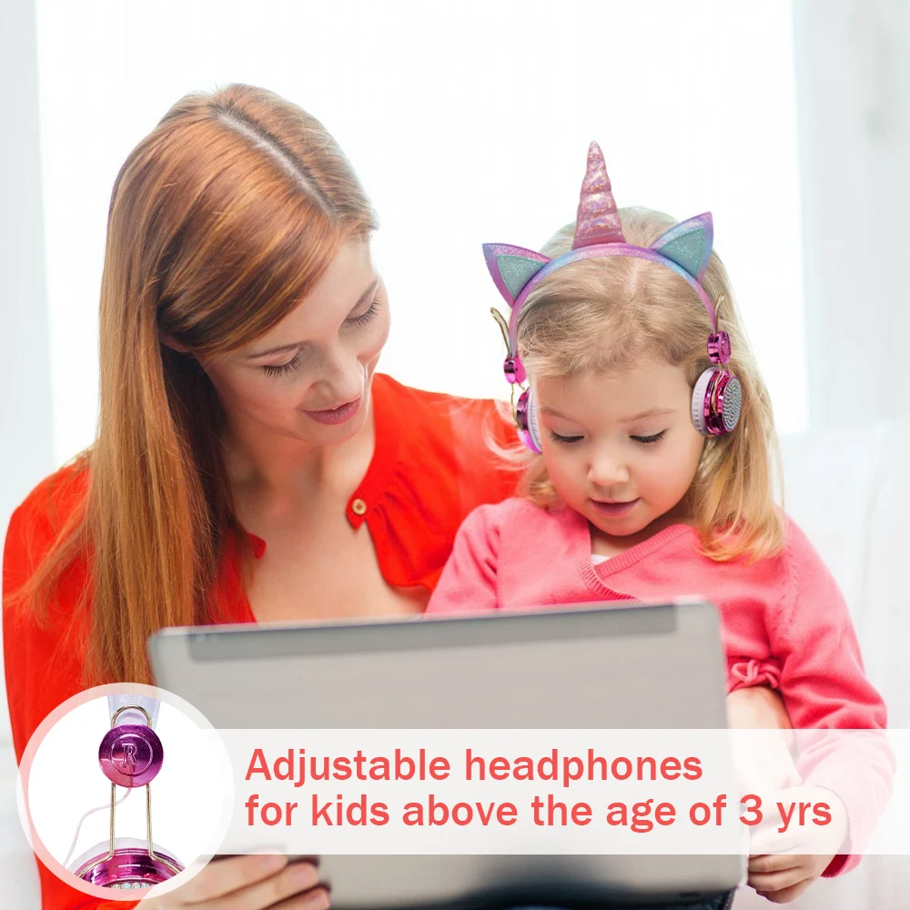 Girl Kid Unicorn Wireless Headphone With For PC TV Laptop Bluetooth Transmit Cute Phone Music Helmet For online lessons and Live