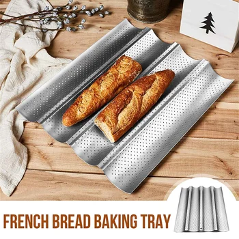 

NEW French Bread Mold For Baking Bread Wave Baking Tray Practical Cake Pan French Bread Mold 4 Waves Bread Baking Tool