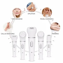 5 in 1 Rechargeable Facial Deep Cleaning Skin Care Massage Brush Lady Hair Removal Depilatory Shaver Epilator Massager Set