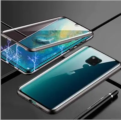 Magnetic Adsorption Case For Huawei Mate 20 X 5G Metal Frame Clear Tempered  Glass Cover Mate