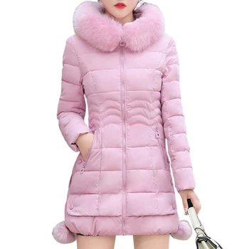 

Fashion Winter Jacket Women Big Fur Hooded Thick Down Parkas X-Long Female Jacket Coat Slim Warm Winter Outwear 2020