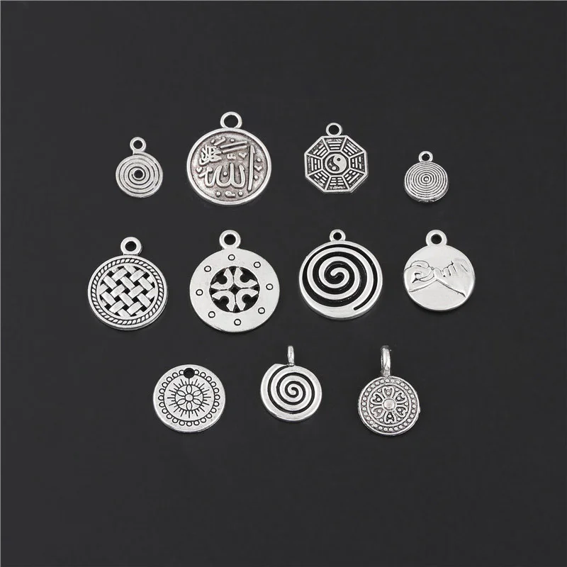 22pcs Mix Sliver Color Chinese Knot Flower Round Charms Hand In Pendant For DIY Jewelry Making Accessorie M191 | Украшения и