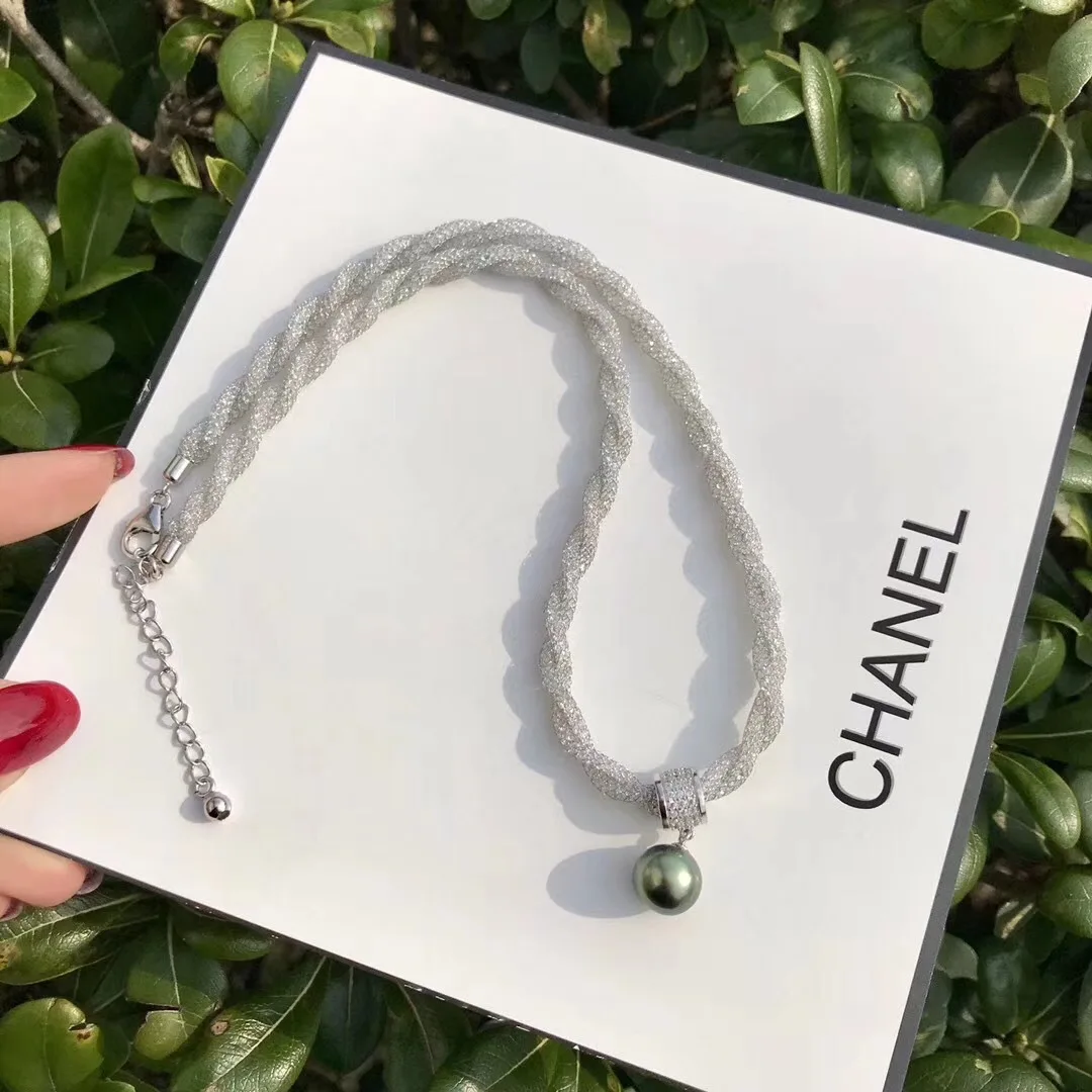 

Butterfly Home Mjxs8a13bfe * Crystal Neck Ring 9-10mm Natural Tahitian Black Pearl round Glare Nearly Flawless