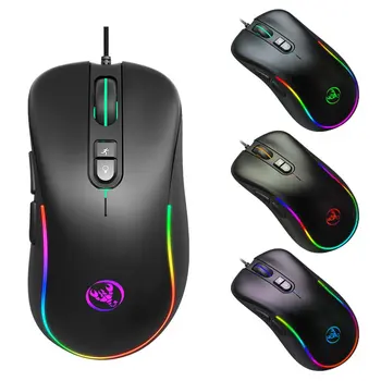 

J300 RGB Glowing Wired Mouse Optical Gaming Mouse Four-Way Scroll Wheel 4D Ergonomic Design Computer Mouse Computer Accessories