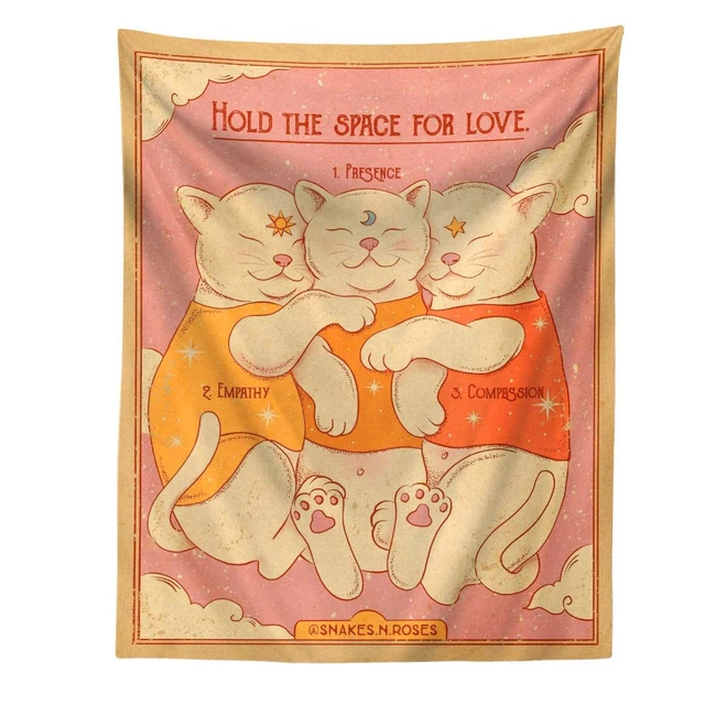 Aranyos Macska Gobelinfalfal Lógó Holó A Szerelemhez Rajzfilm Fali Művészeti Kárpitok Nappali Gyerekek Szoba Hálószobájához - Image 6