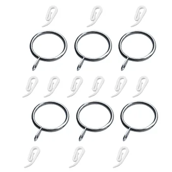 

30 Sets Curtain Accessories Lightweight 30mm Metal Durable Curtain Hoop Curtain Rings with Plastic Hooks for Shop Home