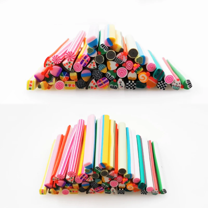 50pcs 50 шт. популярный милый мультяшный дизайн ногтей Fimo крошечные Fimo Ломтики Полимерная глина наконечники для украшения ногтей Блеск DIY очаровательные Гвозди Инструменты - Цвет: 50pcs