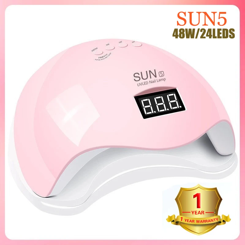 sun5-pink SUN5 48 Вт Светодиодная УФ-лампа для ногтей подходит для всех гелевых 24 шариков, автоматический светодиодный дисплей, Сушилка для ногтей - Цвет: sun5-pink
