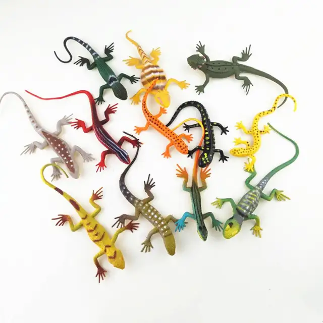 12Pcs Funny Collectible Handmade Mini Simulation Lizard Gecko Animal Model Magic Trick Kids Educational Toys 1