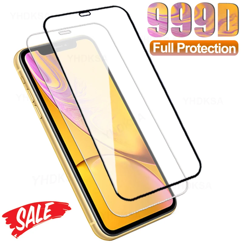 Закаленное защитное стекло 999D для Apple iPhone 12 mini 11 Pro Max X XR XS | Мобильные телефоны и