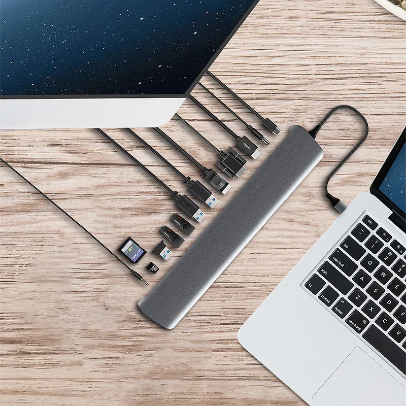 Ajiuyu USB C type C концентратор к USB 3,0 HDMI RJ45 VGA для MacBook Pro Air Аксессуары док сплиттер мульти 13 портов type C концентратор USB-C