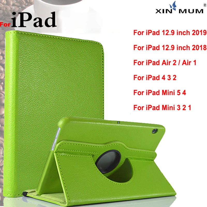 

360 Degrees Rotating Case For iPad Pro 12.9 2019 11 inch For iPad Air 2 1 Mini 5 4 3 Leather Flip Smart Tablet Cover Accessories