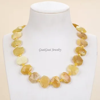 

GG Jewelry 19" Natural Yellow Opal Rectangle Necklace