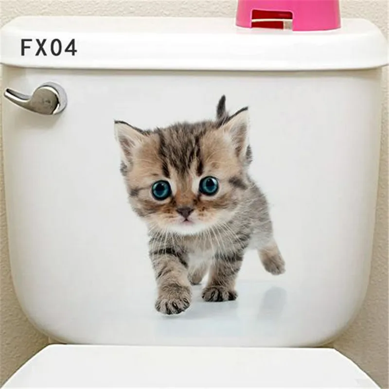25*16,5 см яркие настенные наклейки для туалета с 3D мультяшными милыми животными настенные наклейки с рисунком украшения для дома - Цвет: As shown 4