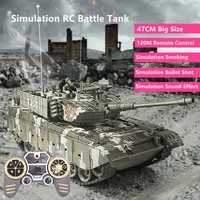 47CM Simulation Smoking RC Battle Tank Rotation Turret Bullet Shoot 45° Climb Sound And Light Effect Remote Control Tank Model 1