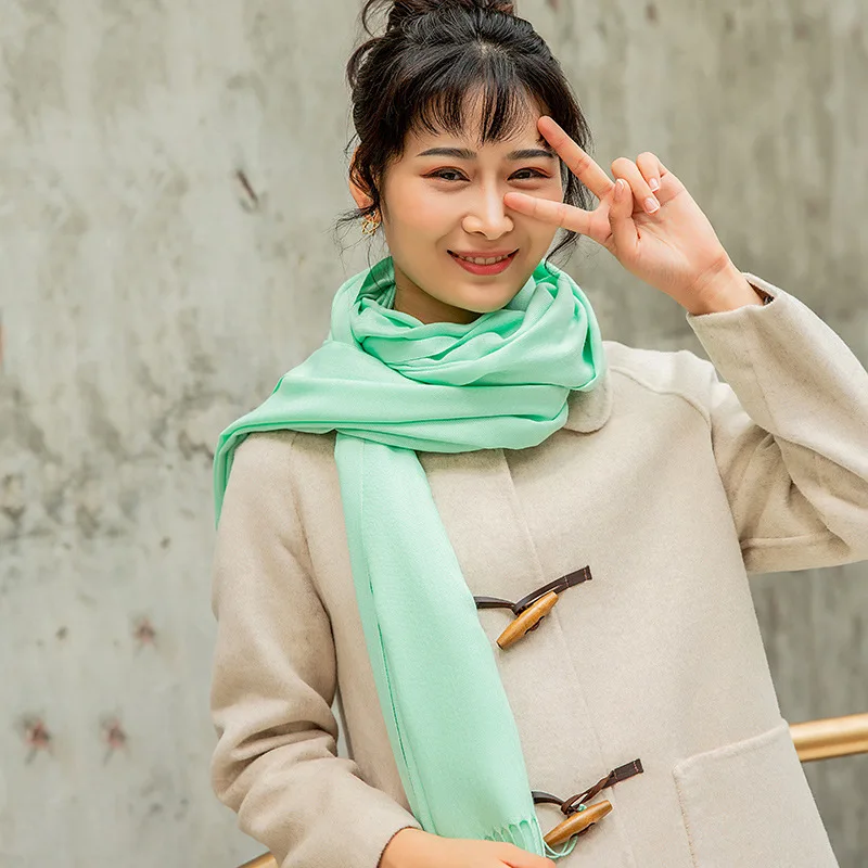 

Faux Cashmere Scarf 35cm Wide Solid Color Nap Thick Scarf Autumn & Winter Cashmere Tassels Shawl Women's