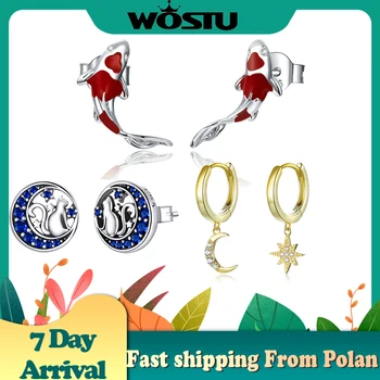 

WOSTU 2019 Real Small 925 Sterling Silver Earrings Stud For Women Lightning Animal Charm Small Earring 7 Day arrival From Poland