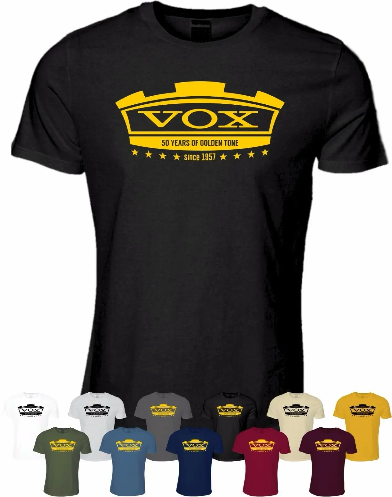 Vox Amplification футболка гитара золотой тон тройник мужская хлопковая рок-музыка Топ |
