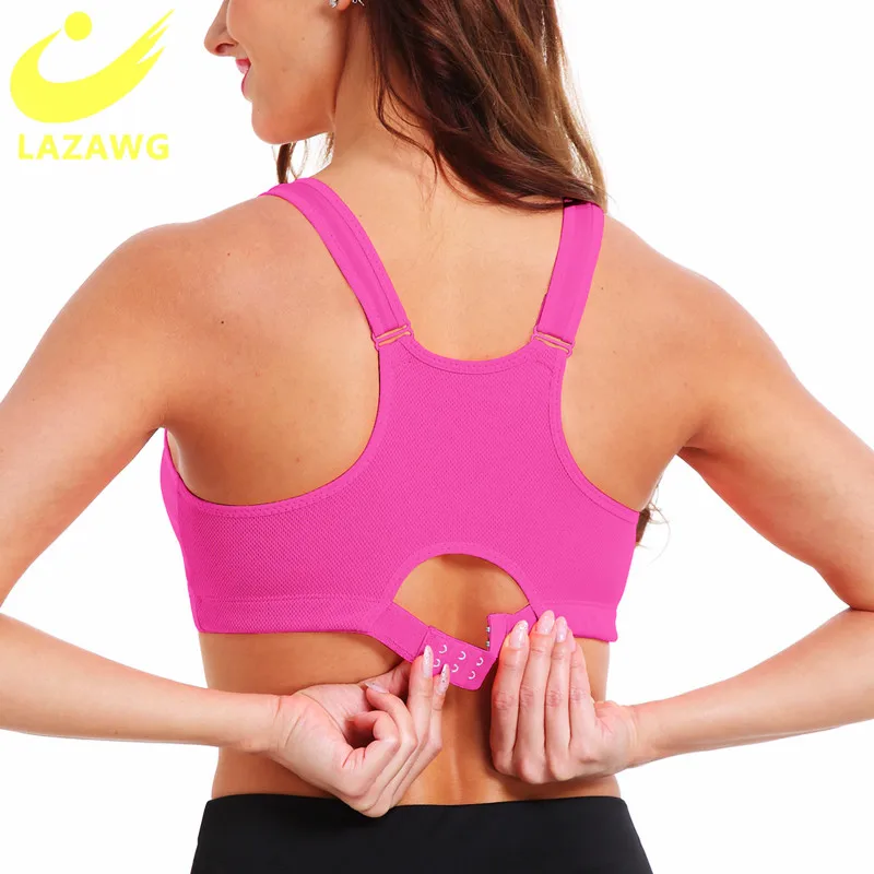 LAZAWG Plus Size S-5XL Sports Bra for Women Gym Push Up Vest Underwear High Shockproof Breathable Fitness Athletic Yoga Bra Tops