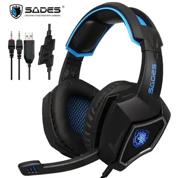 

SADES Gaming Headset Wired PC Gamer Stereo Gaming Headphones with Microphone LED Lights for PS4 XBox One/Laptop Tablet