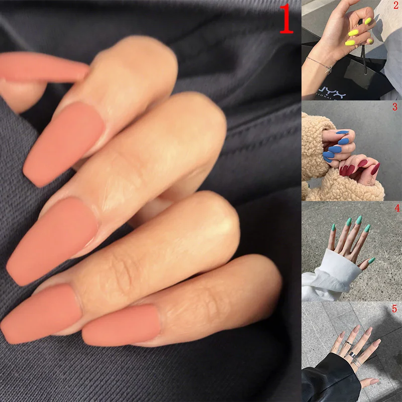

24Pcs False Nails Fashion Fake Toe Nails Tips Manicure Nail Art With Glue