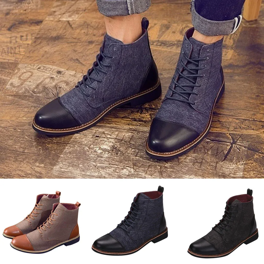 JAYCOSIN/модные повседневные мужские ботинки с круглым носком ботинки на шнуровке г. Дышащие удобные дышащие кожаные ботинки для улицы#45