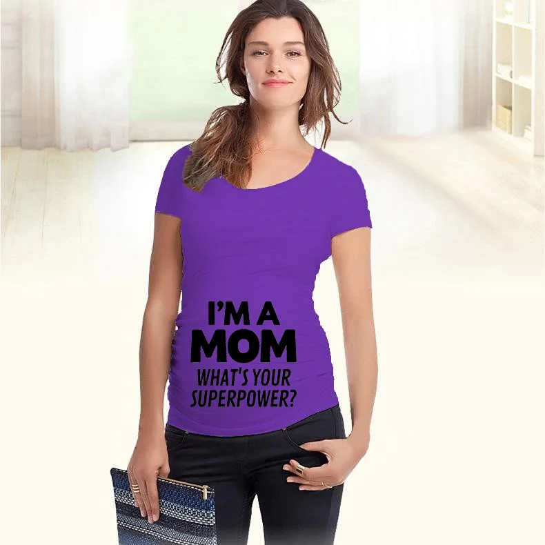 Одежда для беременных с надписью «I'm A Mom What's Your Superpower»; футболки с надписью; летняя футболка для беременных; Женская забавная футболка