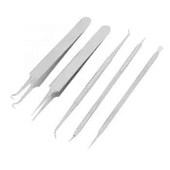 

5pcs Black Stainless Steel Pimples Needles Set Pimples Blackheads Removal Pin Extractor For Face Cleaning