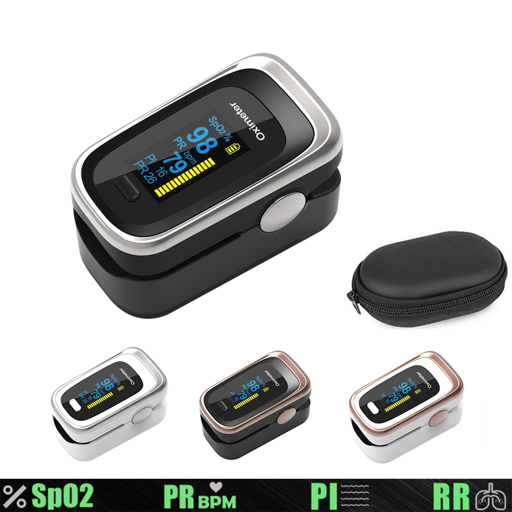 Finger Pulse Fingertip OLED Oximeter SPO2 PR PI RR ODI4 Blood Oxygen Respiratory Rate Oximetro Sleep Monitor Pulsioximetro Case