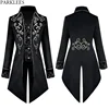 Mens Steampunk Black Velvet Tailcoat Jacket Gothic Victorian Medieval Cosplay Costume Pirate Renaissance Tuxedo Coats 3XL 1