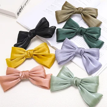 

Free Shipping Solid Color Bow Barrette Large Velvet Satin Fashion High Quality Silk Crystal Hairpin Woman Girl Hair Accessories