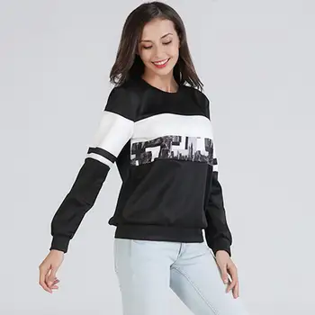 

Women's Stitching Color Straight Sweatshirt Female Spring Summer Long Sleeve Round Neck Fashion Casual Pullover
