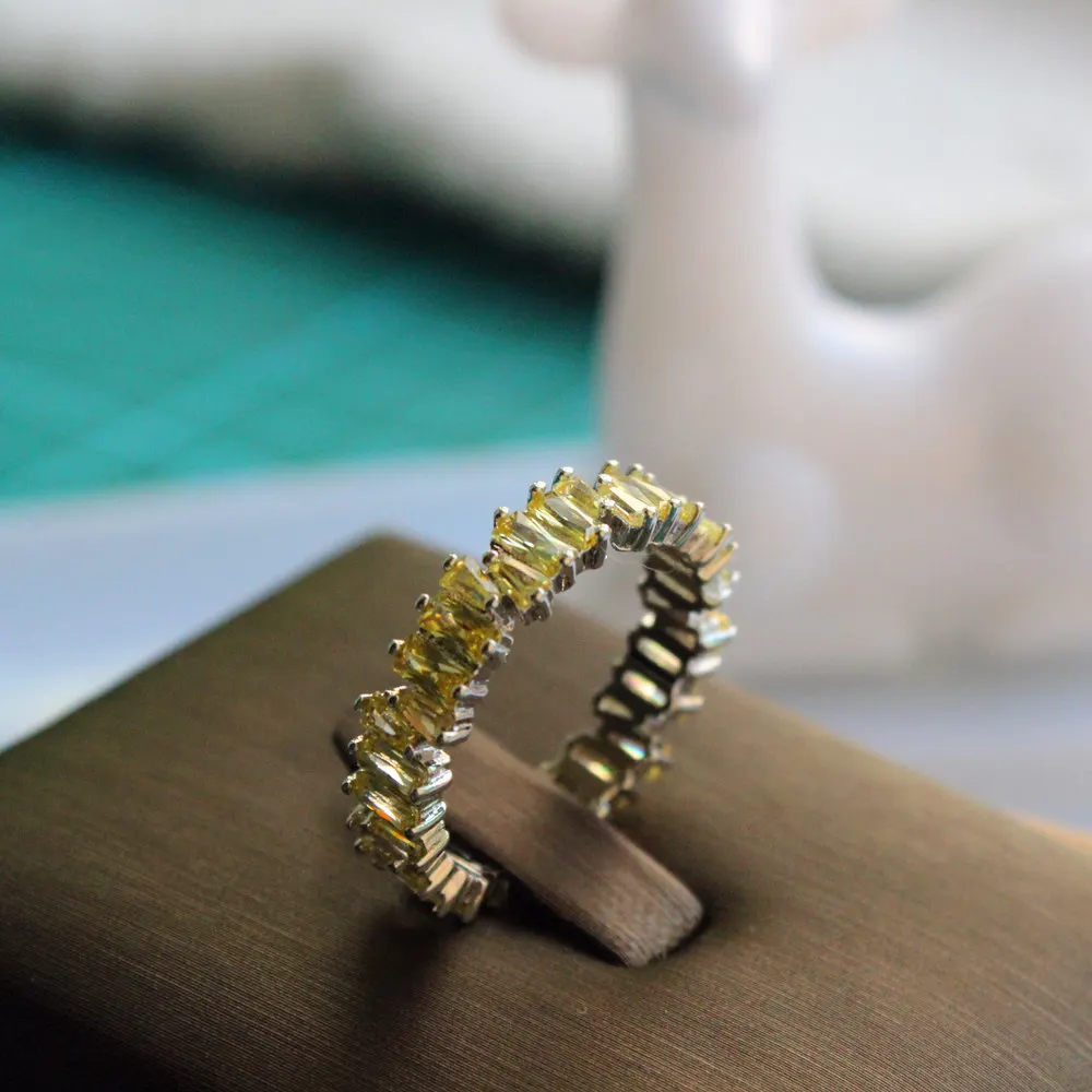 Т-образные тонкие обручальные кольца ручной работы с радужным трапециевидным камнем, модные аксессуары для пальцев, обручальное кольцо для женщин - Цвет основного камня: J8