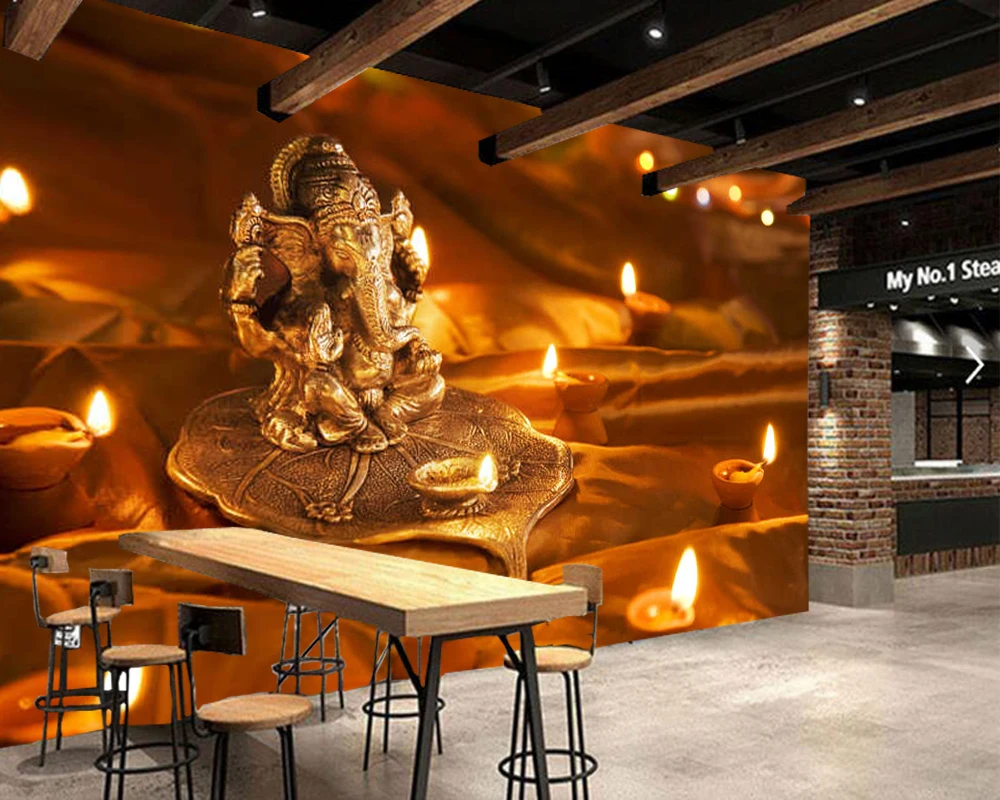 Papel де parede гинду Ганеш бра и свечи в индийском стиле 3d обои, гостиная спальня ресторан росписи