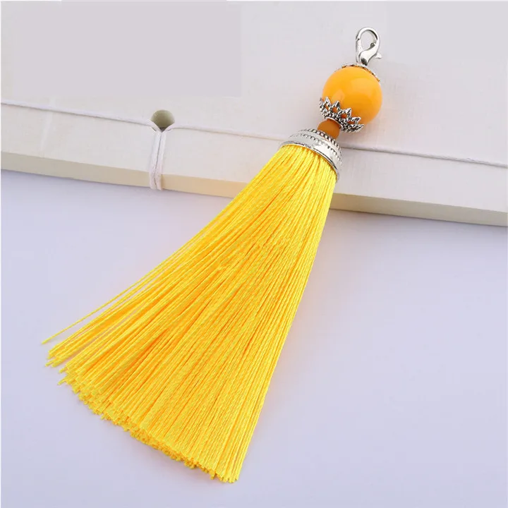 Yellow tassels 3 шт. гладкий шелк застежка Омар кисточка бахрома кулон DIY ремесла кисточки отделка одежды Шторы Декор серьги ювелирные изделия компоненты - Цвет: Yellow tassels