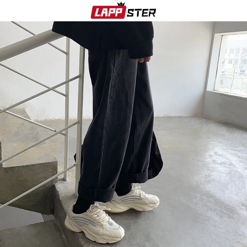 LAPPSTER мужские уличные черные джинсы брюки мужские s модные хип хоп джинсы шаровары корейская мода Harajuku брюки