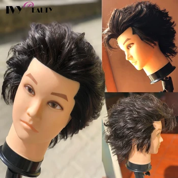 100% capelli veri testa di manichino maschile per parrucchieri parrucchiere testa di addestramento maschile con pratica di taglio della barba dei capelli