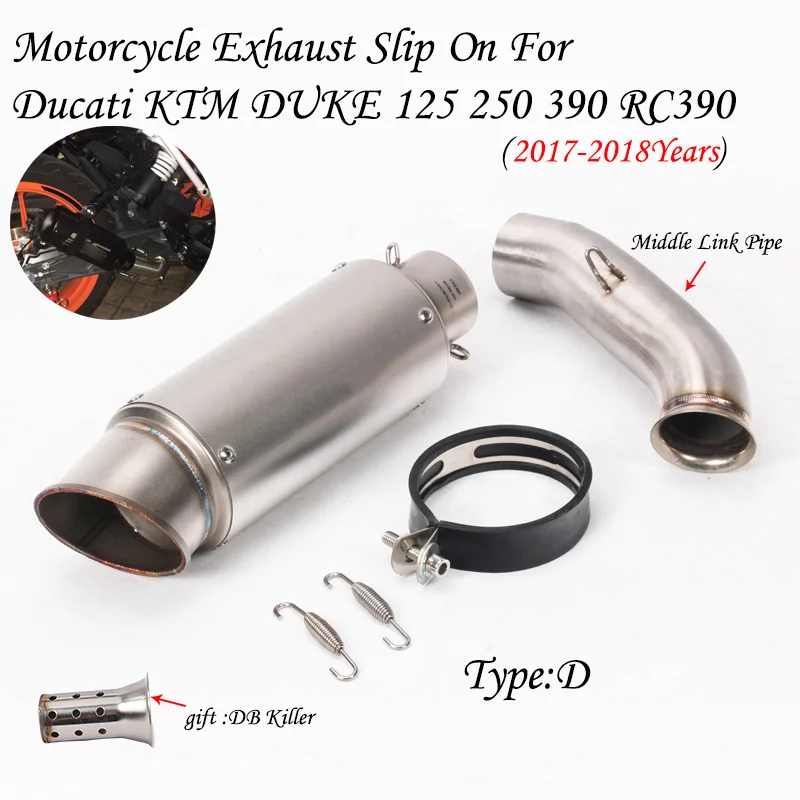 Выхлопной глушитель без шнуровки для Duke 125 250 390 RC390 2017 2019 полная система мотоцикла