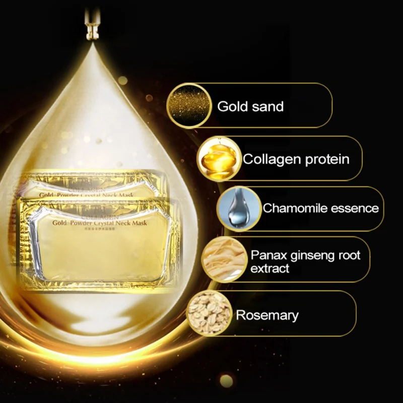 Gold Collagen Crystal Neck Mask Golden Power Remove Neck Wrinkles Whitening Anti-Aging Moisturizing Fine Lines Neck Skin Care
