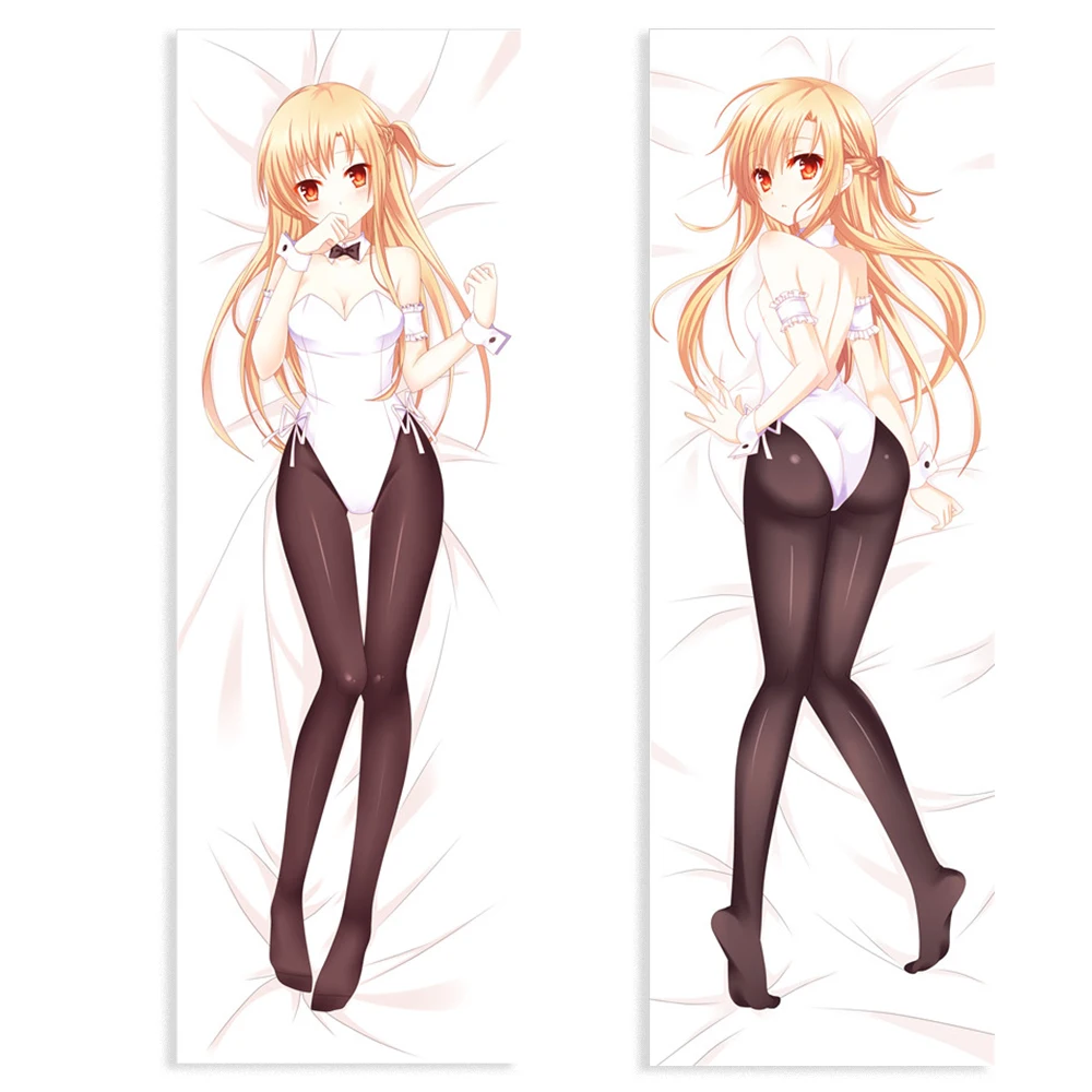 

Anime Sword Art Online Long Pillow Case Cosplay Yuuki Asuna Cushion Cover Hugging Body Peach Skin Pillowcase fashion Printed