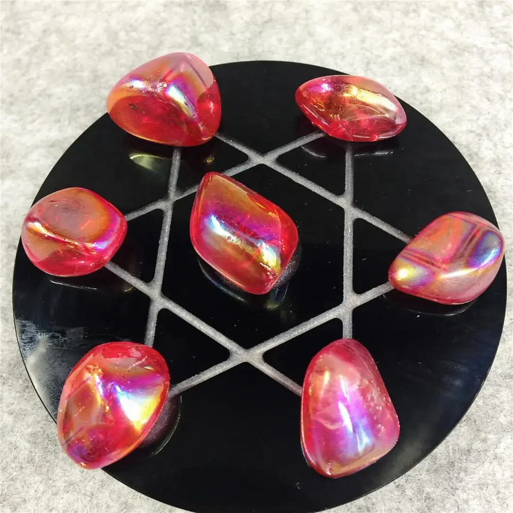 1pcs Natural obsidian base seven star array red crystal aura ball feng shui reiki chakra energy meditation | Дом и сад